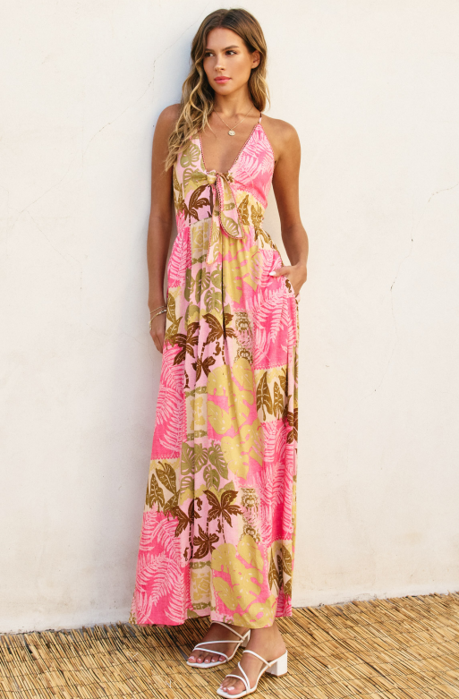 Dress Forum Sleeveless Deep V Neck Maxi Dress
