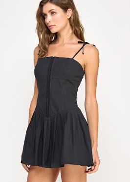 Spring Haze Skater Skirt With Tie Strap Mini Dress