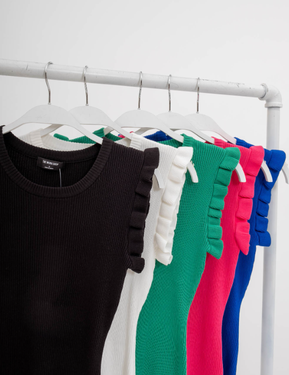 Mine Ruffle Sleeveless Knit Sweater