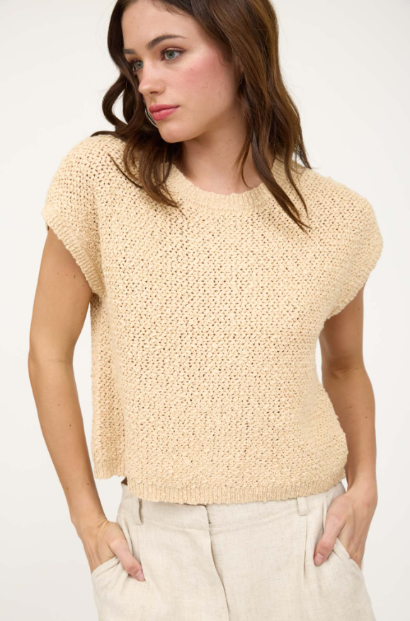 Mine Textured Crew Neck Short Sleeve Pullover