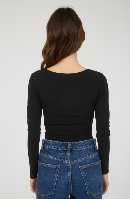 Mine Front Hook Long Sleeve Knit Crop Top