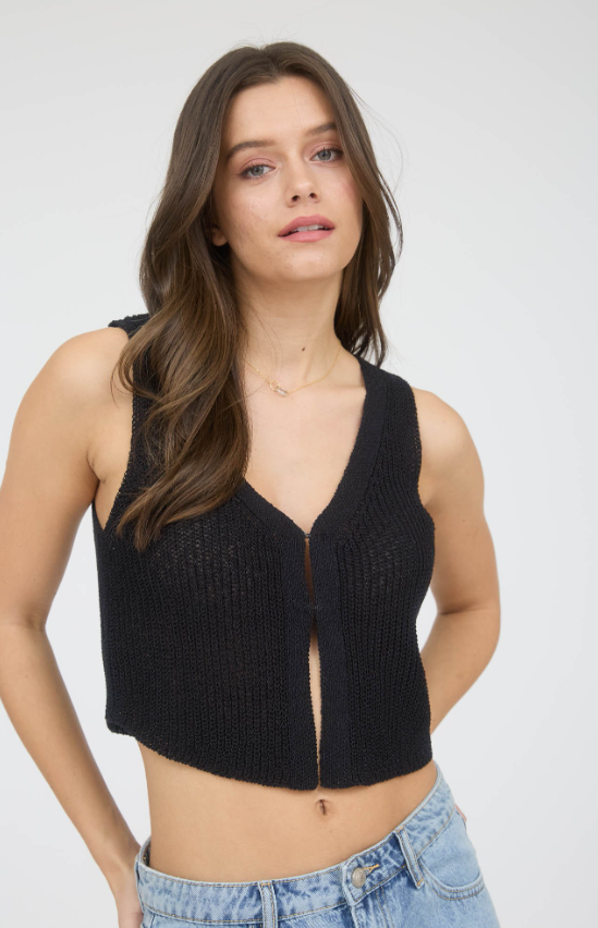 Mine Front Hook Knit Sweater Vest