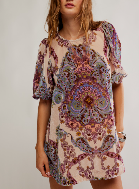 Free People Maye Printed Velvet Tunic