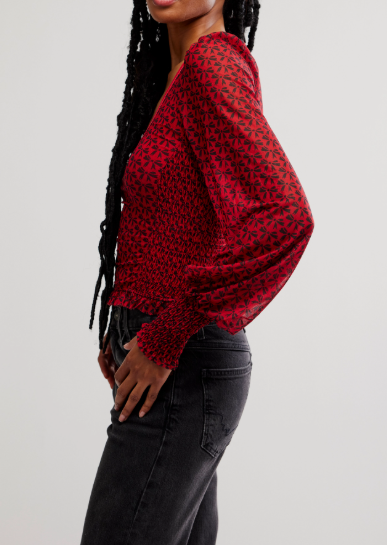 Free People Printed Dottie Knit Top