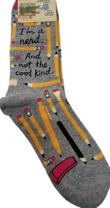 Blue Q I'm A Nerd Crew Sock