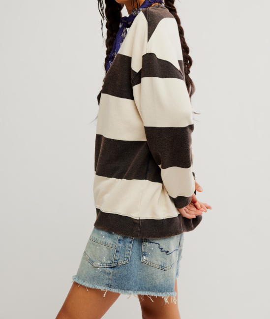 Free People Classic Stripe Wide Crewneck