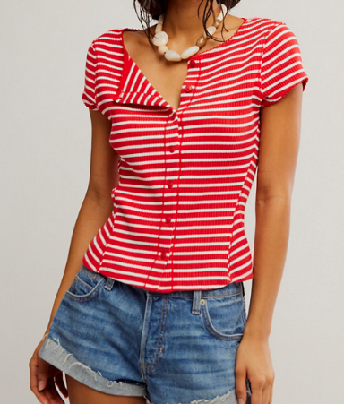 Free People Most Wanted Striped Cardi Tee