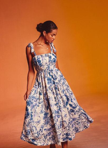 Dress Forum Love Letter Shirred Fit and Flare Midi Dress