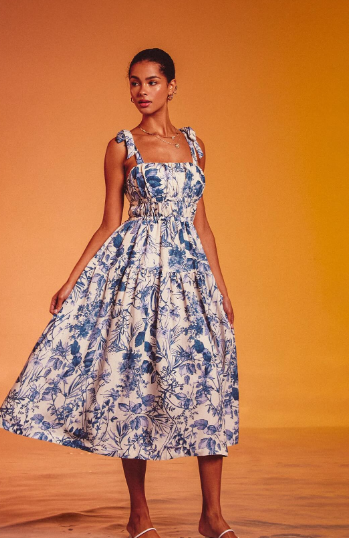 Dress Forum Love Letter Shirred Fit and Flare Midi Dress