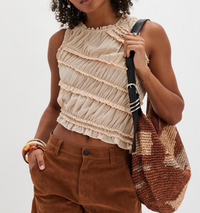 Free People Pink Sands Smocked Top