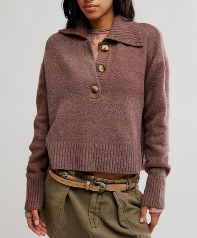 Free People Trading Up Polo Sweater