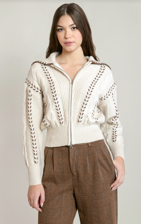 Dex Cable Zip-Up Cardigan