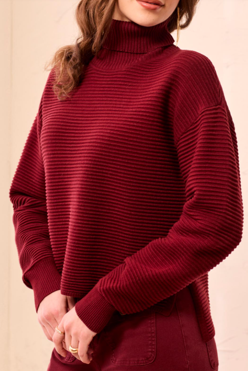 Tribal Turtle Neck Sweater with Side Slits