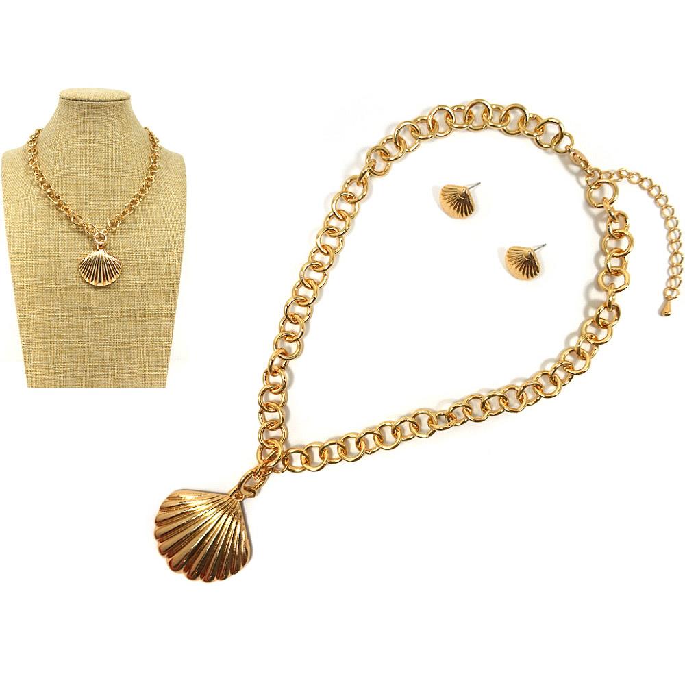 Joia Shell Shape with  Pearl Necklace Earring Set