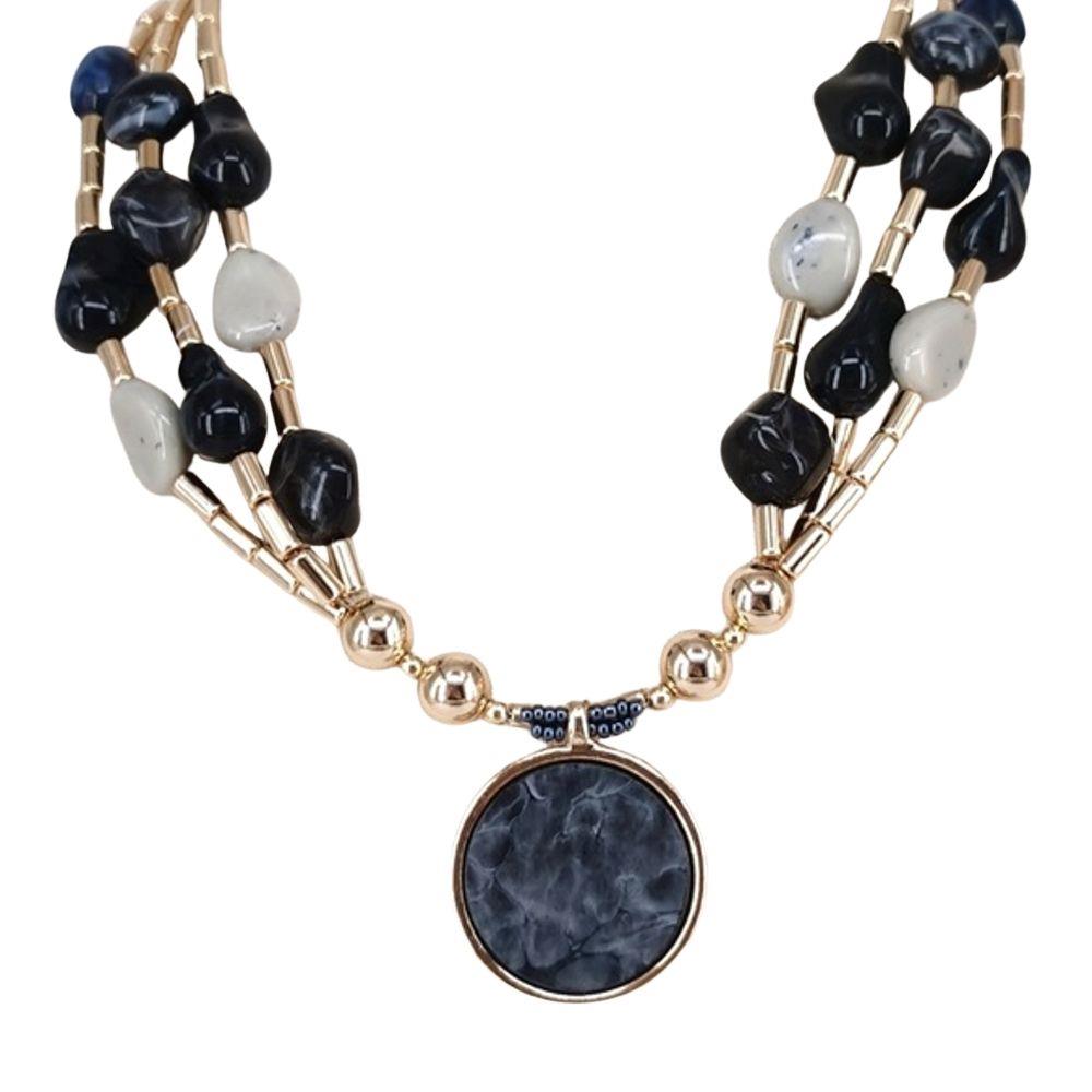 Joia Stone Beaded Pendant Statement Necklace