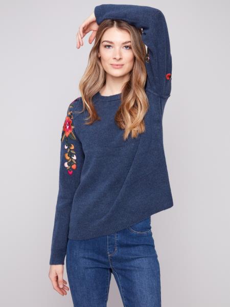 Charlie B Embroidered Raglan Sleeve Sweater
