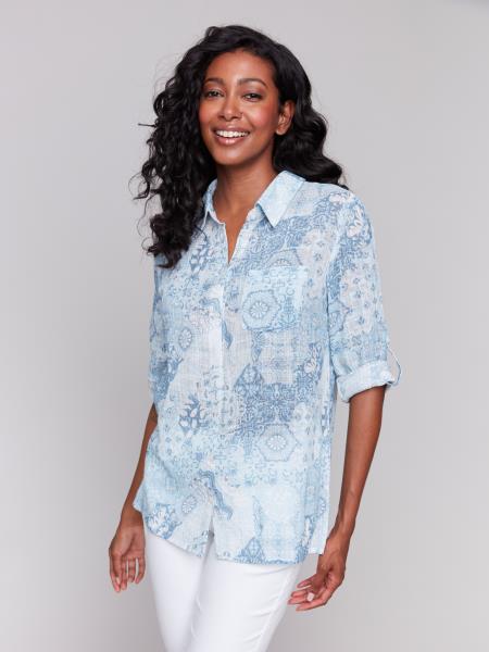 Charlie B Printed Cotton Gauze Shirt