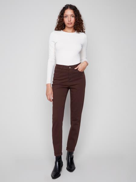 Charlie B Cuffed Hem Slim 5 Pocked Colored Twill Pants