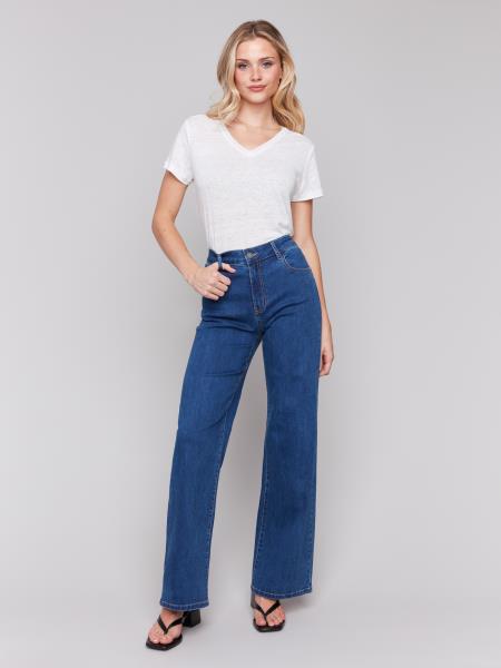 Charlie B Chloe Wide Leg 5 Pocket Stretch Denim