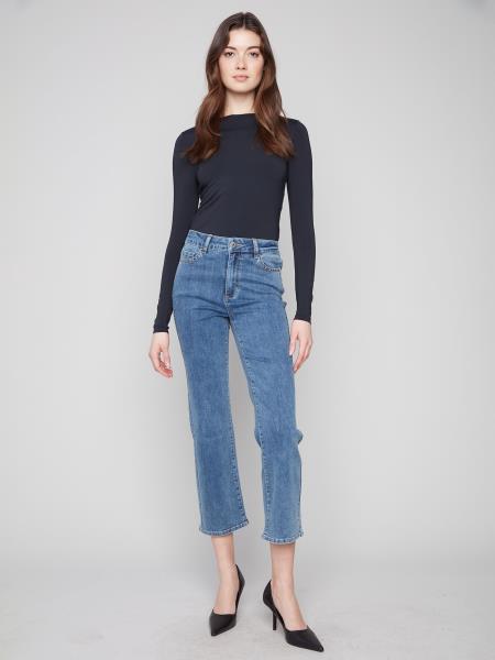 Charlie B Straight Leg Stretch Denim Pant with Side Studs