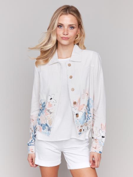 Charlie B Printed Linen Blend Jacket