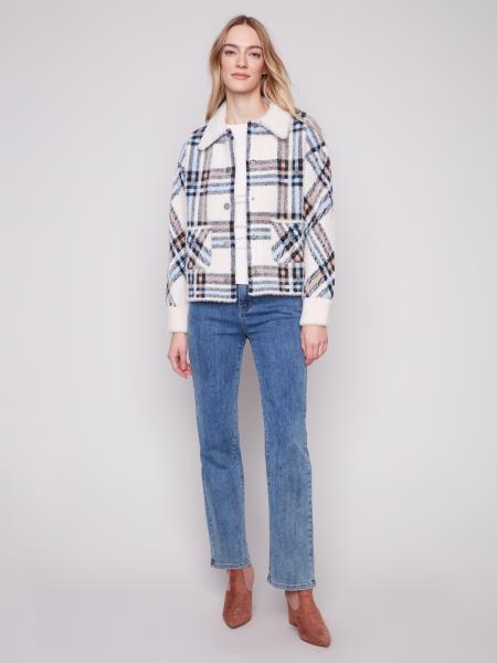 Charlie B Short Knit Plaid Jacket