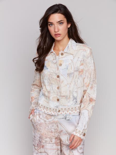 Charlie B Printed Linen Blend Jacket