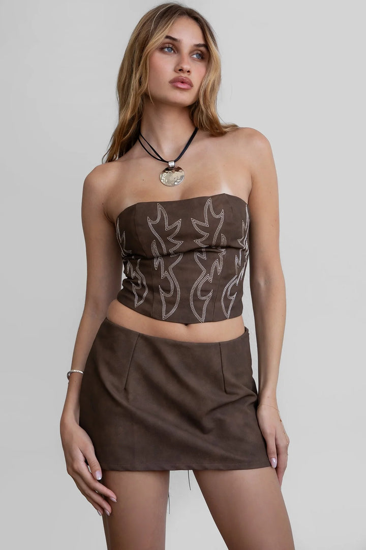 TicToc Beckee Embroidered Western Corset Top