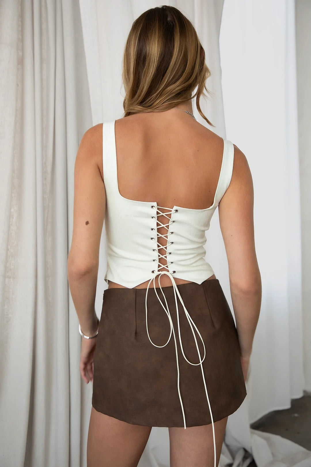 TicToc Jessie Suede Corset Top