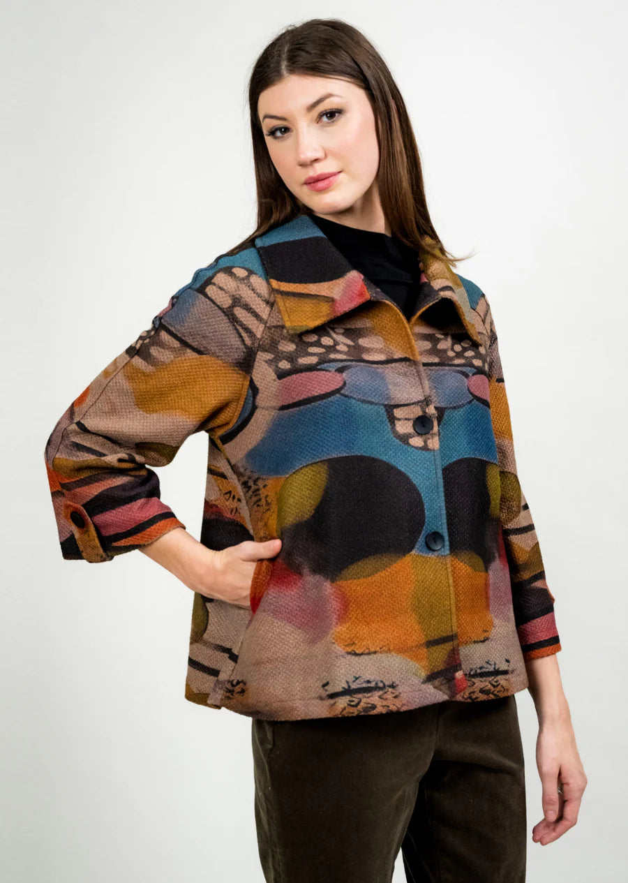 Trisha Tyler Peak Collar Button Tab Jacket