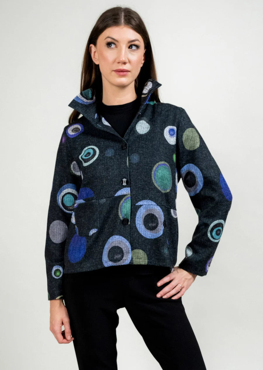 Trisha Tyler Wire Collar Button Detail Dot Jacket