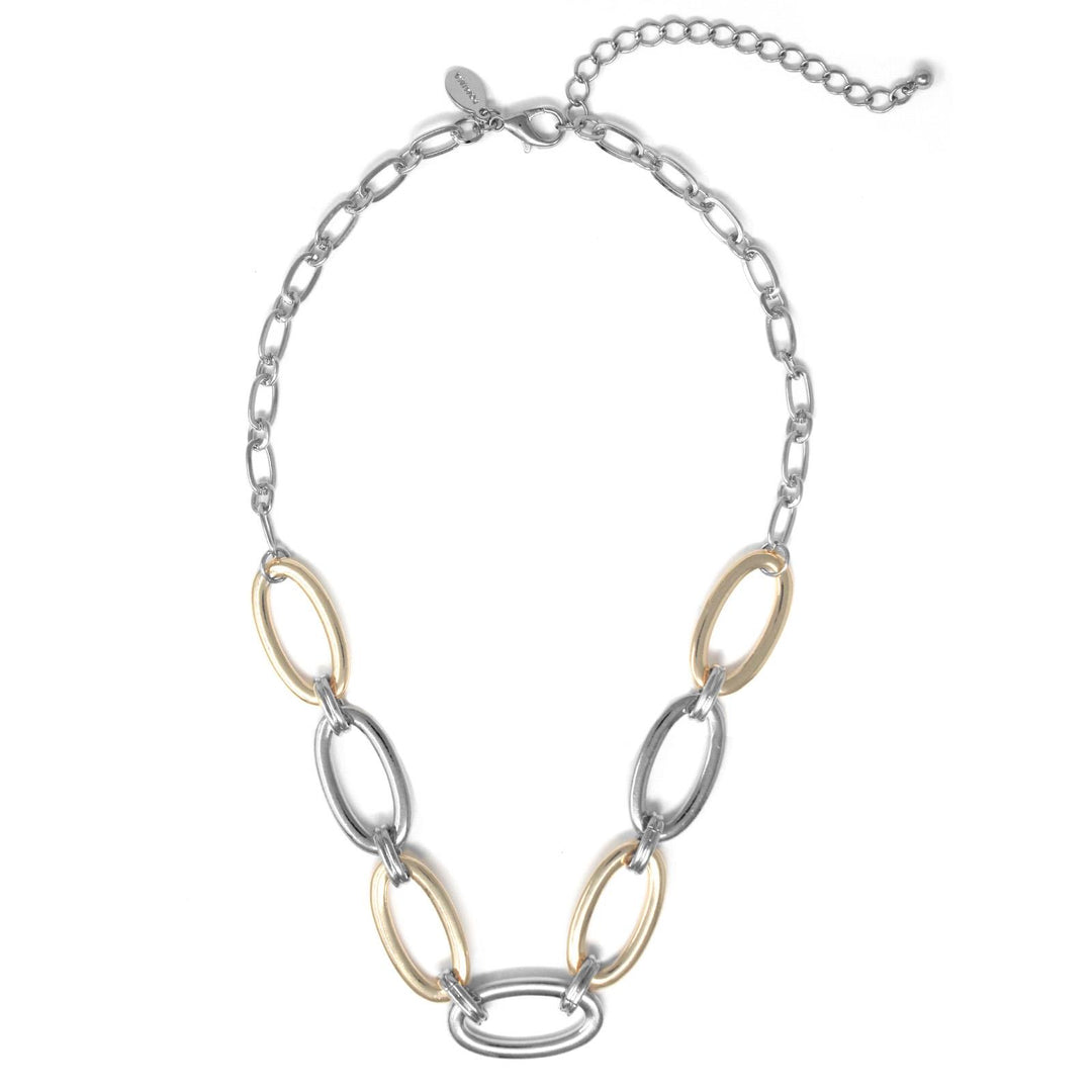 Joia Two Tone Oval Link Metal Necklace