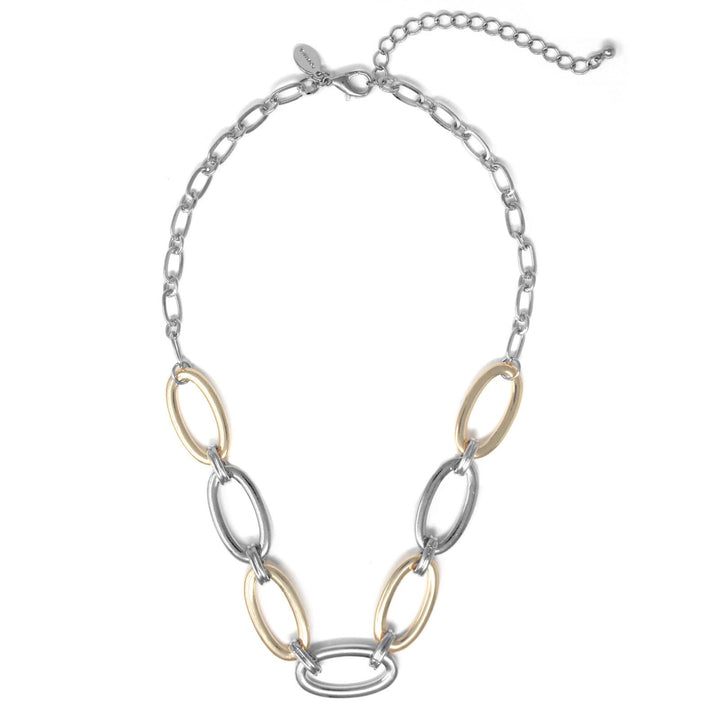 Joia Two Tone Oval Link Metal Necklace