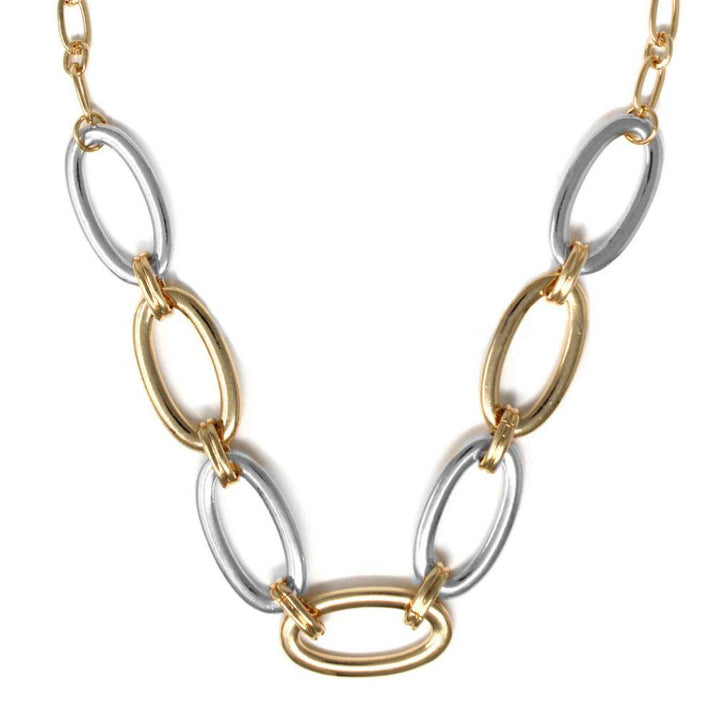 Joia Two Tone Oval Link Metal Necklace