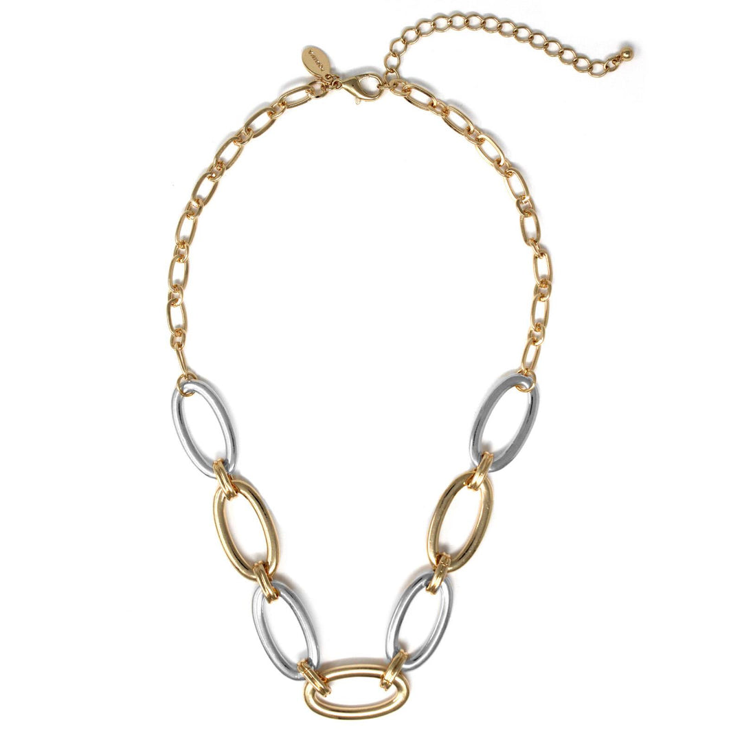 Joia Two Tone Oval Link Metal Necklace