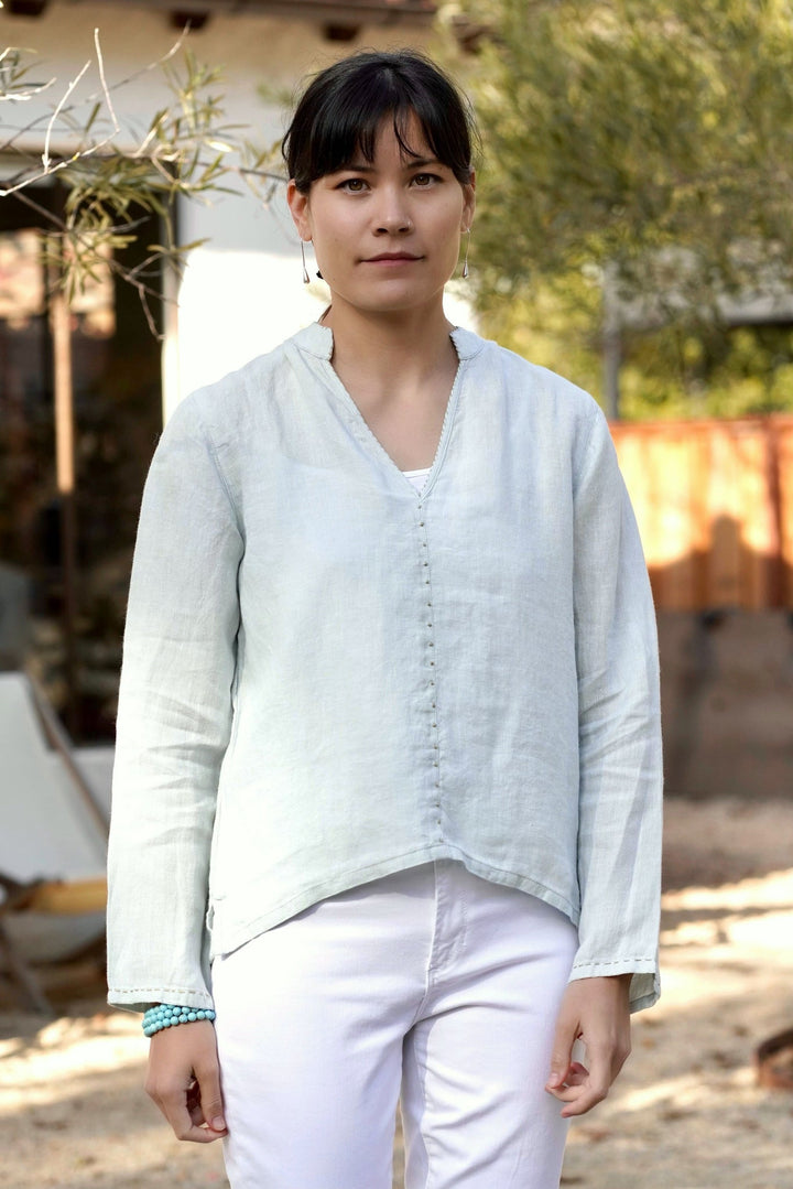 Dolma French Knot Linen Top