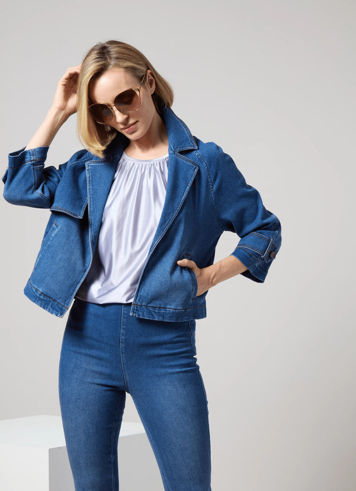 Lysse Jeanne Cropped Denim Trench Jacket