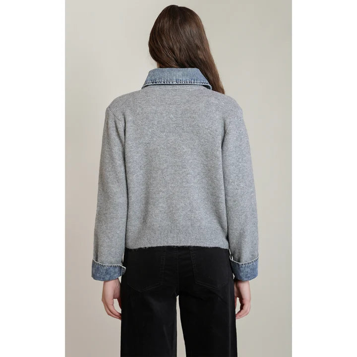 Dex Denim Trim Sweater Shirt Jacket