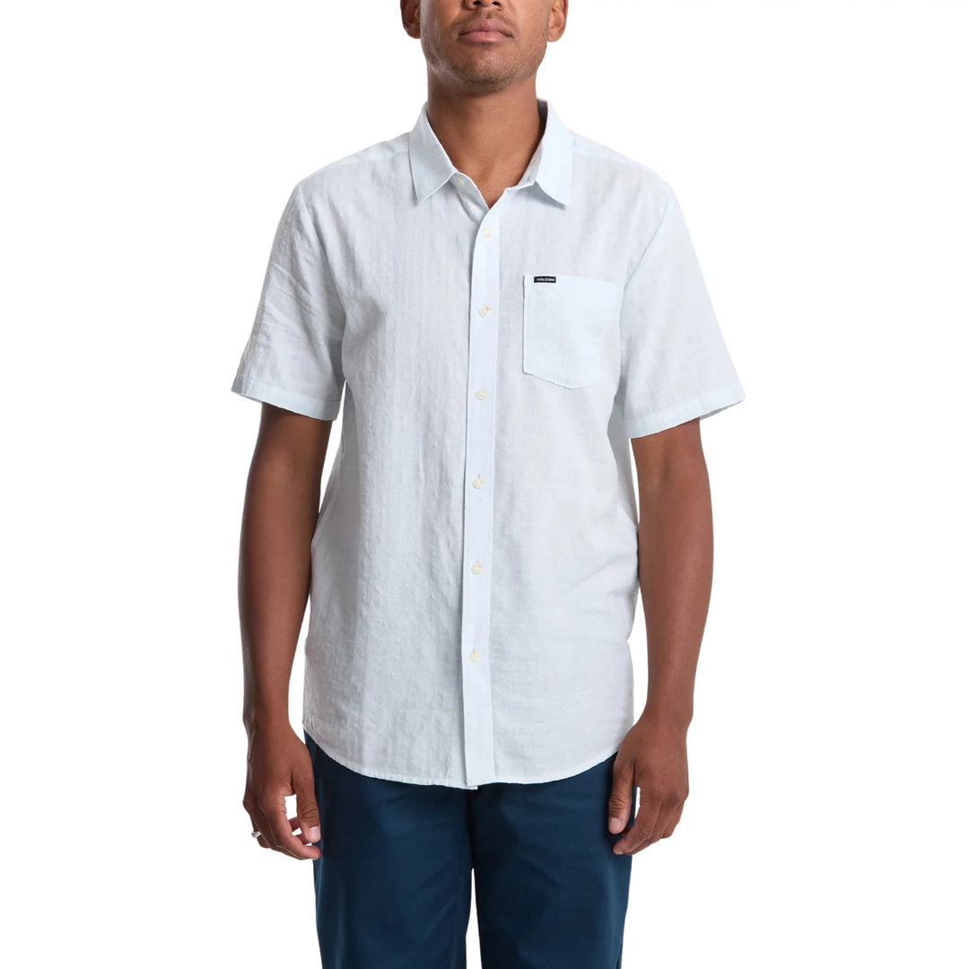 Volcom Bankstone II Short Sleeve Shirt Light Blue Acid / L