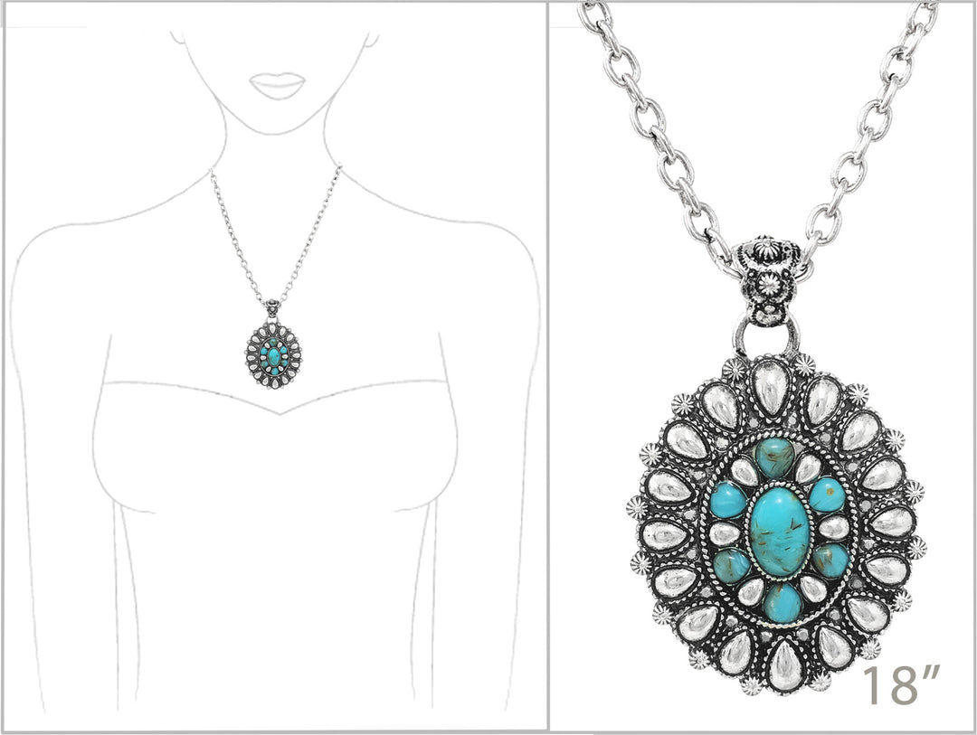 Joia Western Concho Pendant Metal Necklace