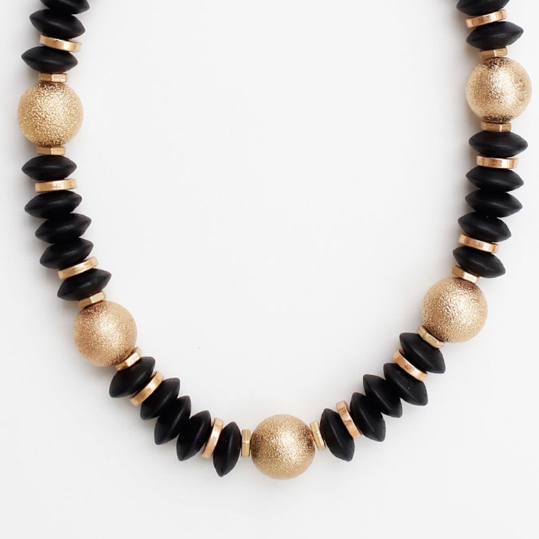 Joia Wood Metal Bead Necklace