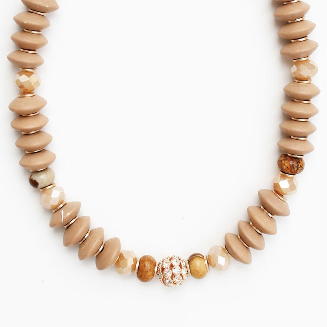 Joia Wood Stone Glass Bead Necklace