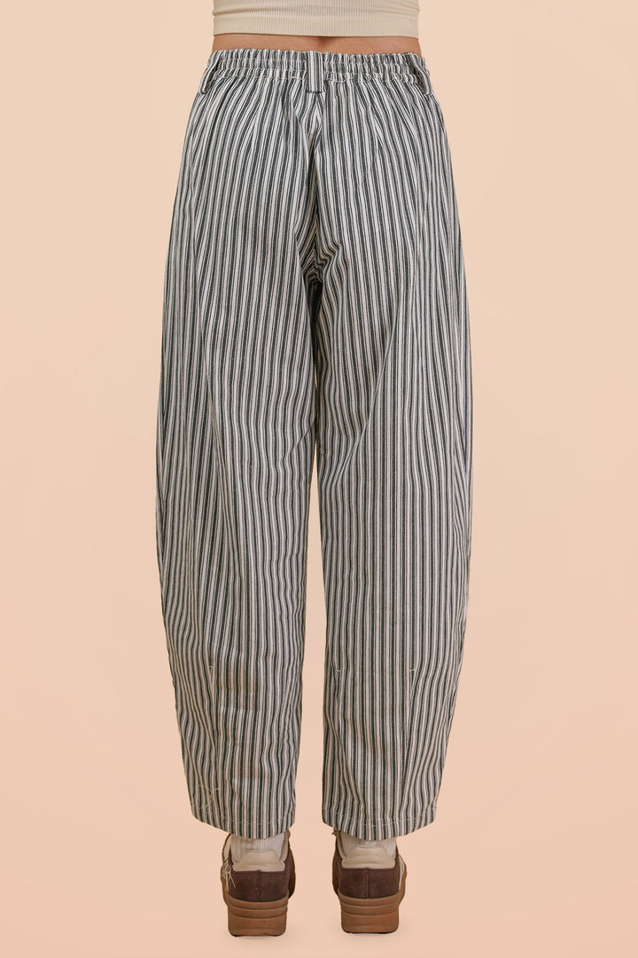 Vey J Striped Barrel Denim Pants