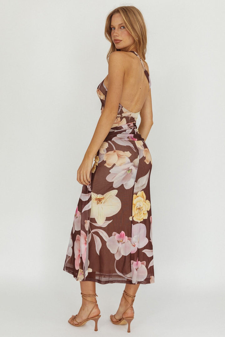 One & Only One Shoulder Open Back Floral Dress