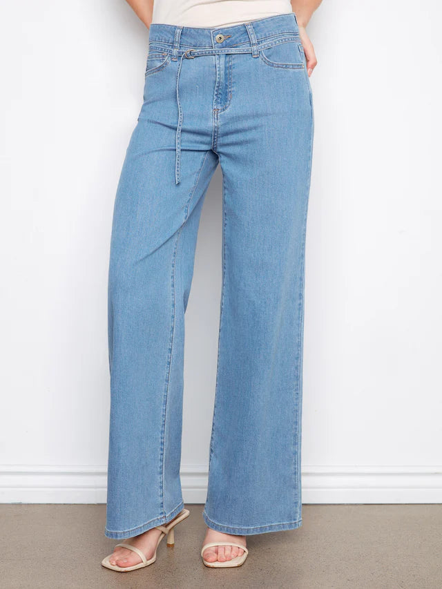 Charlie B Belted Wide Leg Jeans