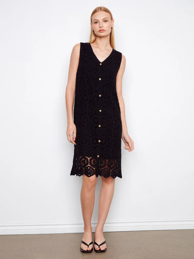 Charlie B Cotton Crochet Sleeveless Dress