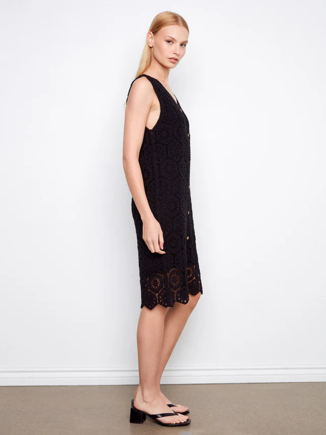 Charlie B Cotton Crochet Sleeveless Dress