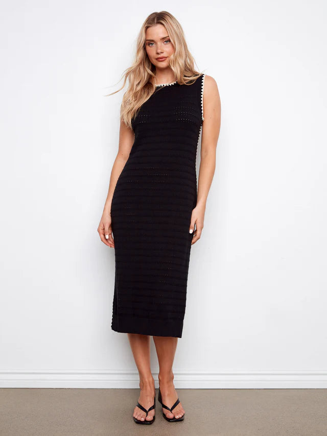 Charlie B Striped Cotton Sleeveless Sweater Dress
