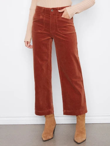 Charlie B Cropped Wide Leg Colored Pants With Patch Pockets
