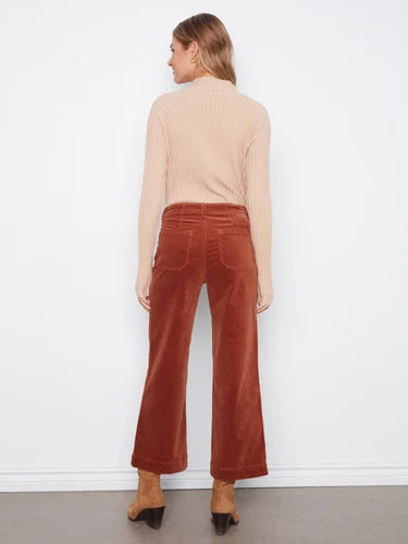 Charlie B Cropped Wide Leg Colored Pants With Patch Pockets